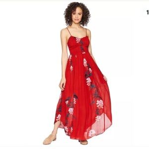 Free People Beau Smocked Printed Slip XS